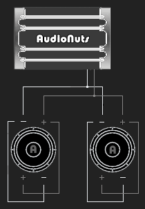 2 woofers de doble bobina conectados en paralelo