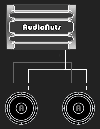 2 woofers de bobina sencilla conectados en paralelo